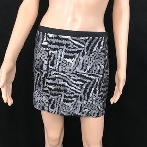 Theory Veronique Silver Sequins Mini Skirt